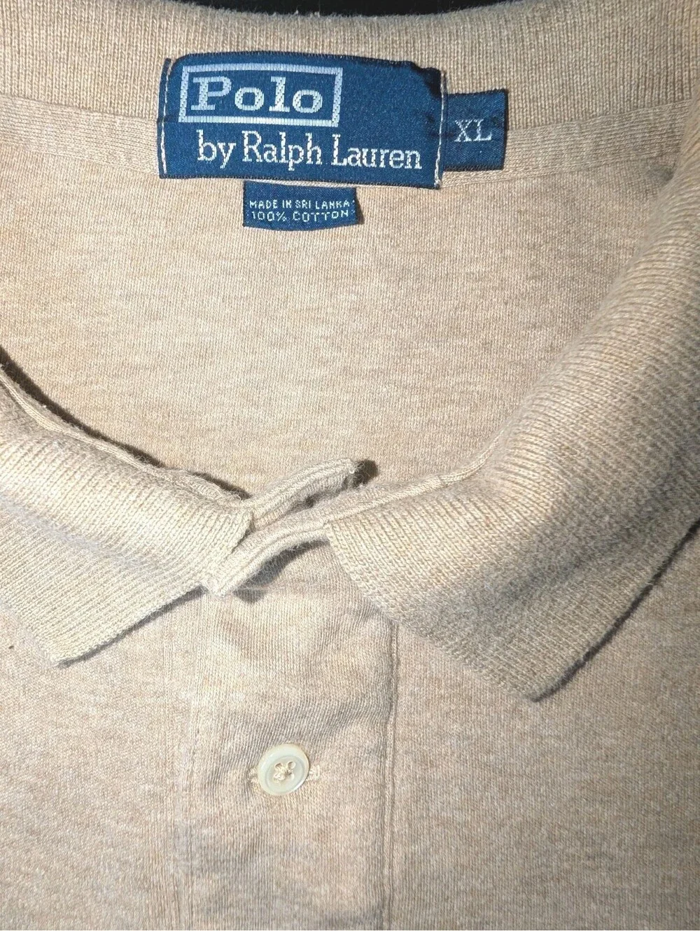 Polo Ralph Lauren Long Sleeve Cotton Polo Shirt XL Beige
